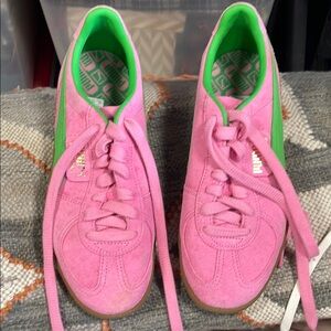 Puma Women's Pink and Green Sneakers.  Slight wear.
